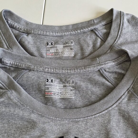 Under Armour T Shirt Women M Gray Lot of 2 Loose Fit HeatGear Ligthweight Active - Picture 3 of 14